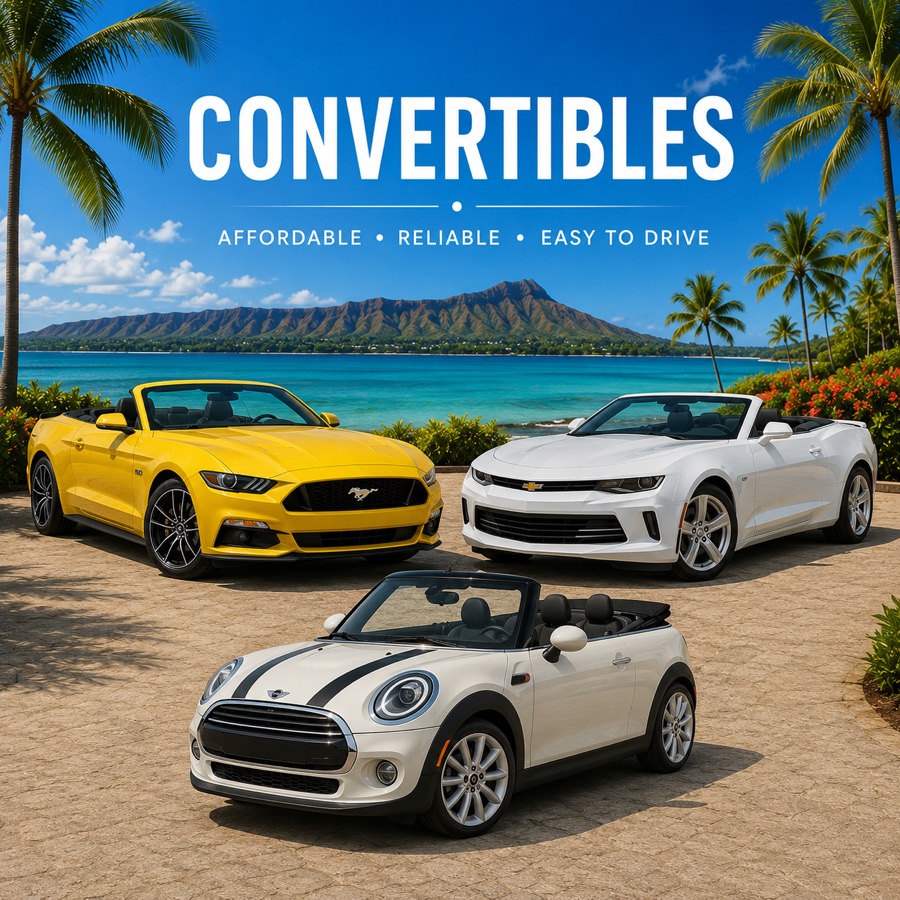 Convertible daily rental car in Honolulu